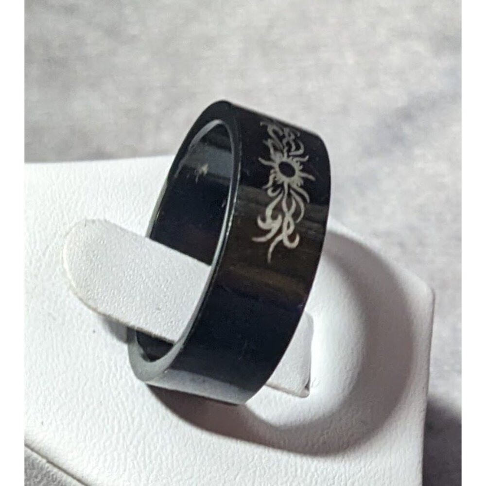 Black Stainless Steel Tribal Sun Design 316L Ring Size 10 1/2 - Picture 11 of 16